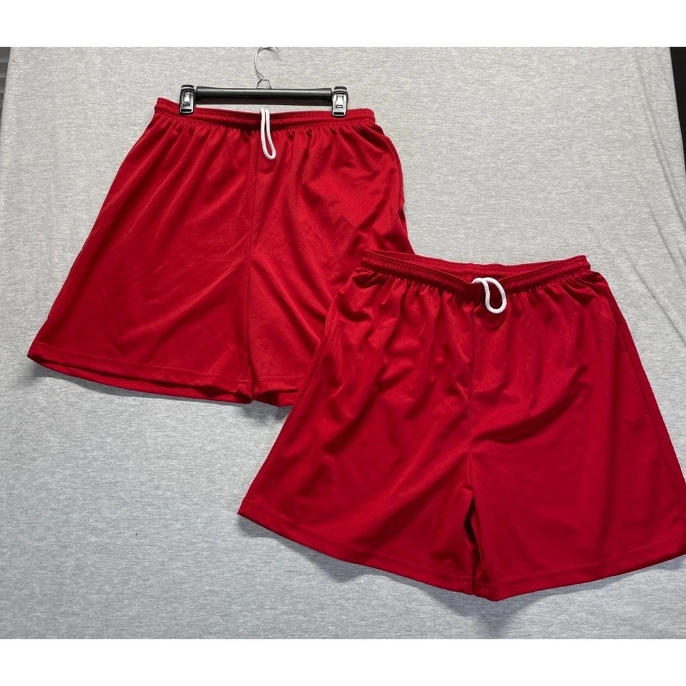 Champro Sports Athletic Basketball Shorts Men XL Red Drawstring Running Lot Of 2